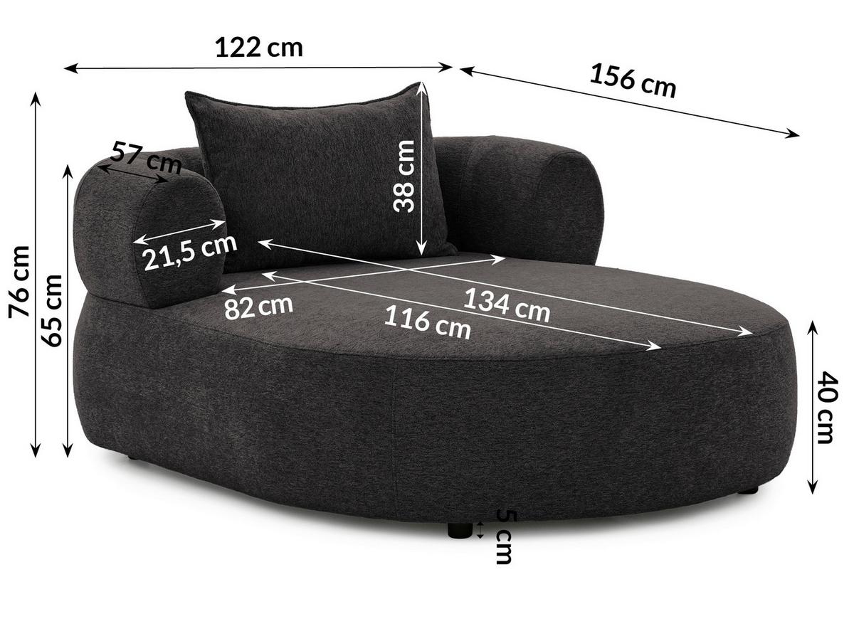 Xxl-sessel Ferro Schwarz B: 122 Cm - Schwarz, Design, Textil (122/76/156cm) - Livetastic