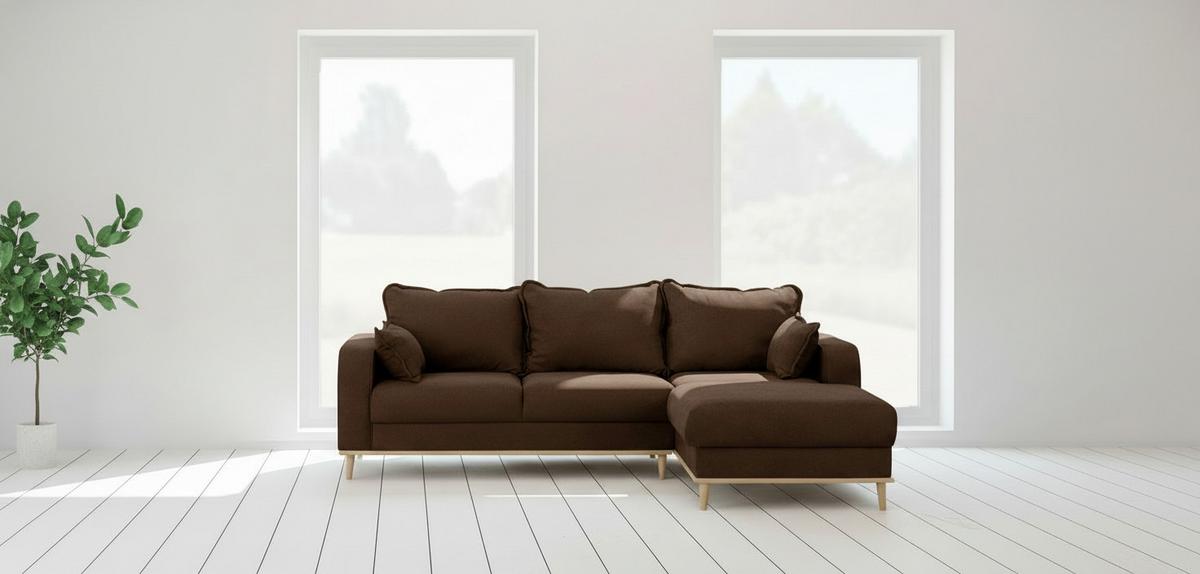 Ecksofa Beata Braun S: 230x150 Cm - Wengefarben/Braun, Design, Textil (230/150cm) - Livetastic