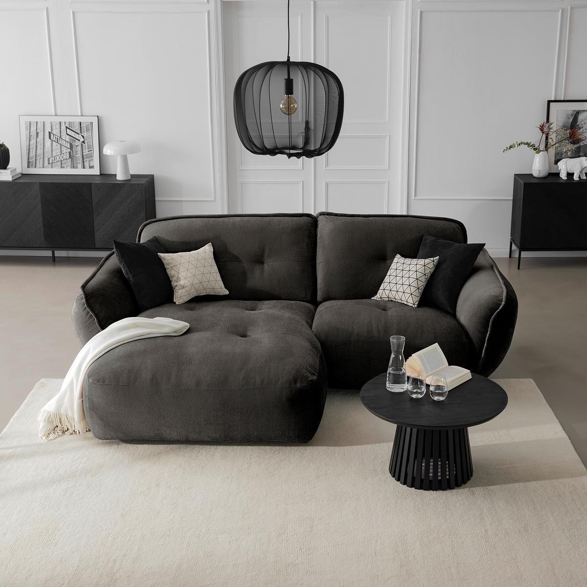 Ecksofa Fluffy Anthrazit S: 184x269 Cm - Anthrazit/Schwarz, MODERN, Textil (184/269cm) - Trendmanufaktur