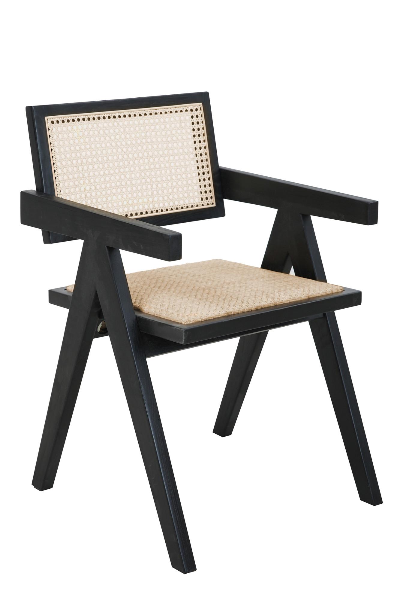 ARMLEHNSTUHL Schwarz/Naturfarben B: 52cm - Schwarz/Naturfarben, MODERN, Holz (52/78/58cm) - MID.YOU