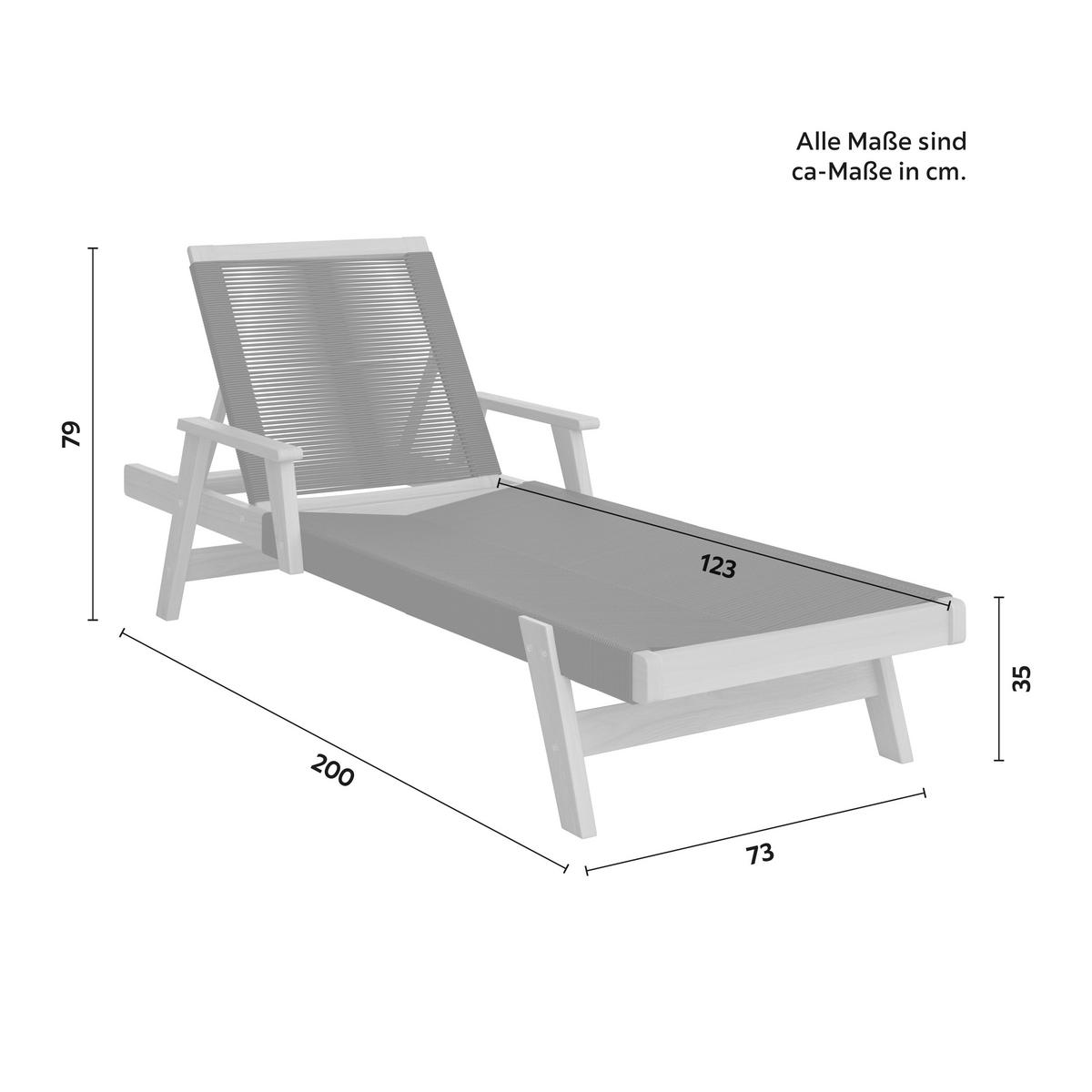Záhradné ležadlo ENRICA - čierna/farba akácie, Modern, drevo/plast (200/73/79cm) - Bessagi Garden