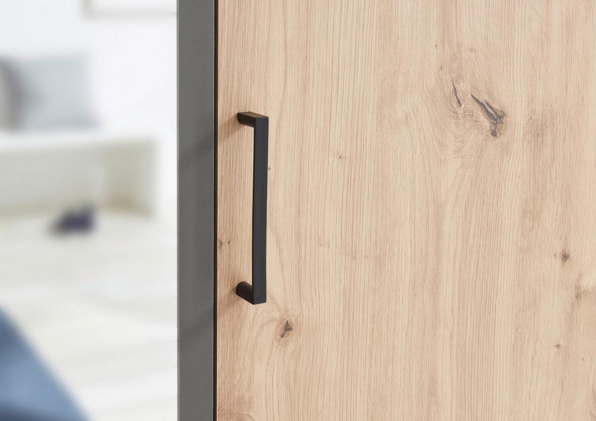 Šatníková skriňa CHICAGO šírka 119,6cm - farba duba/antracitová, Basics, kompozitné drevo/sklo (120/196/53,5cm) - MID.YOU