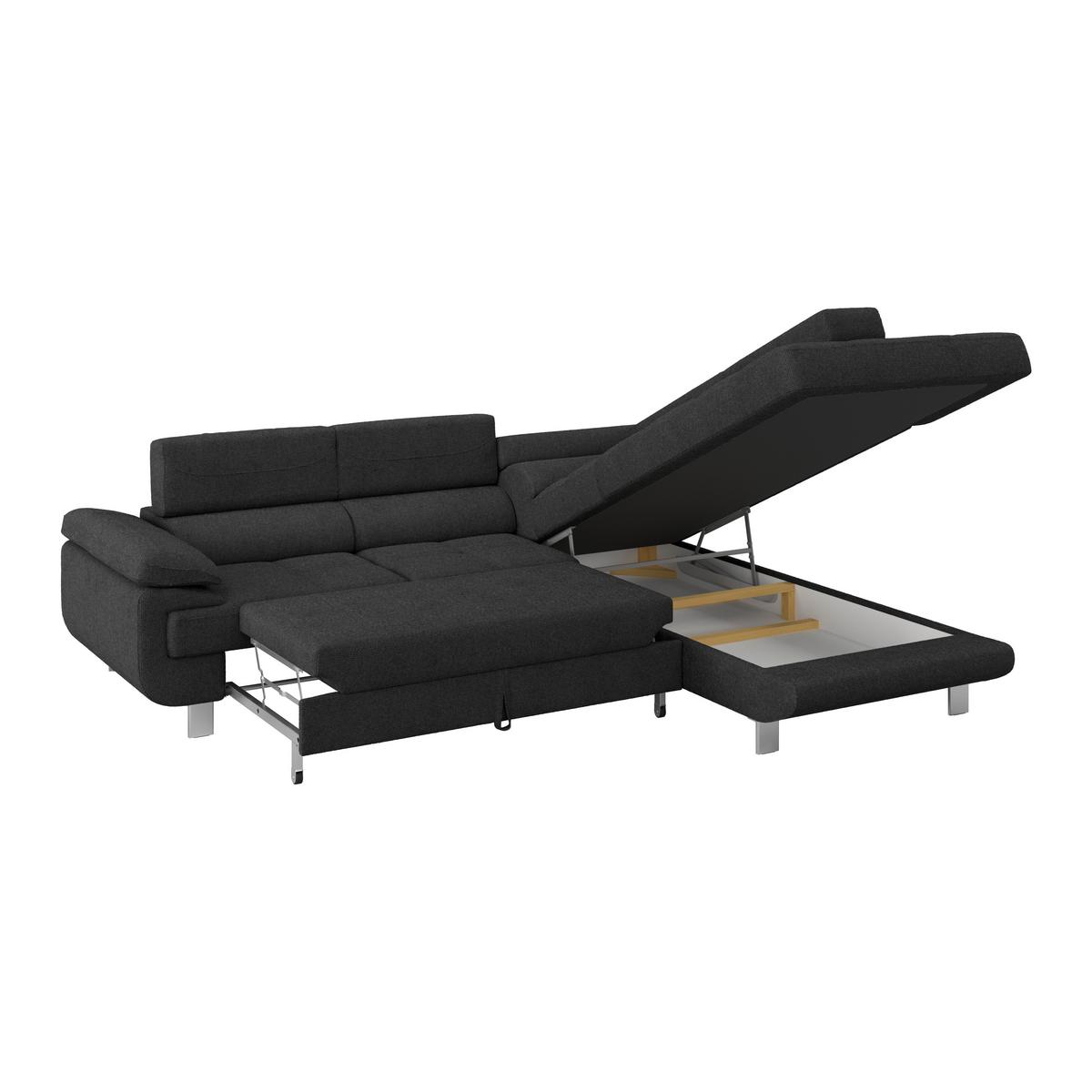 Ecksofa mit Schlaffunktion und Bettkasten Blaugrau - Graphitfarben, MODERN, Textil (270/230cm) - Ondega