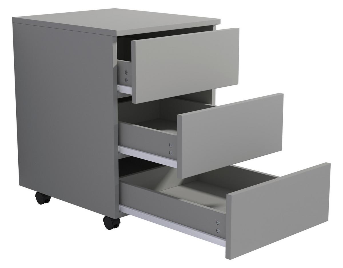 Rollcontainer Dalosa Grau B: 39 cm - Schwarz/Grau, Design, Holzwerkstoff (39/55/45cm) - MID.YOU