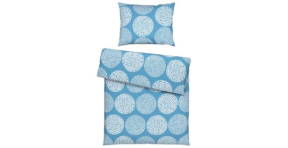 Cretonne Bettwäsche 140x200 Cm Anastasia Hellblau Kreise - Hellblau, MODERN, Textil - Luca Bessoni