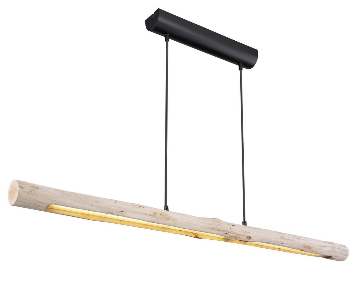Hängeleuchte Mella H: 150 Cm 1-Flammig - Schwarz/Naturfarben, Basics, Holz/Metall (120/7/150cm) - Globo
