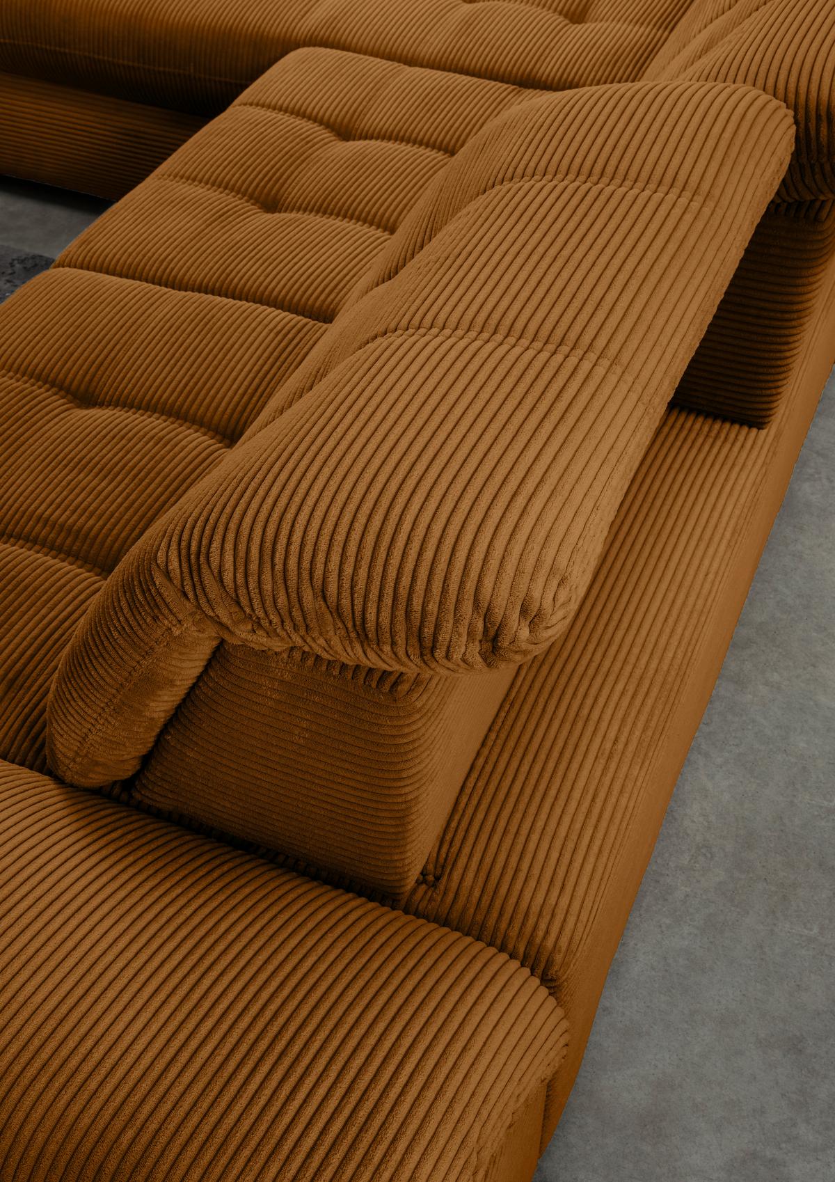 Ecksofa Mit Bettkasten Rigatti Goldfarben 184x314 Cm - Goldfarben/Schwarz, MODERN, Textil (184/314cm) - Livetastic