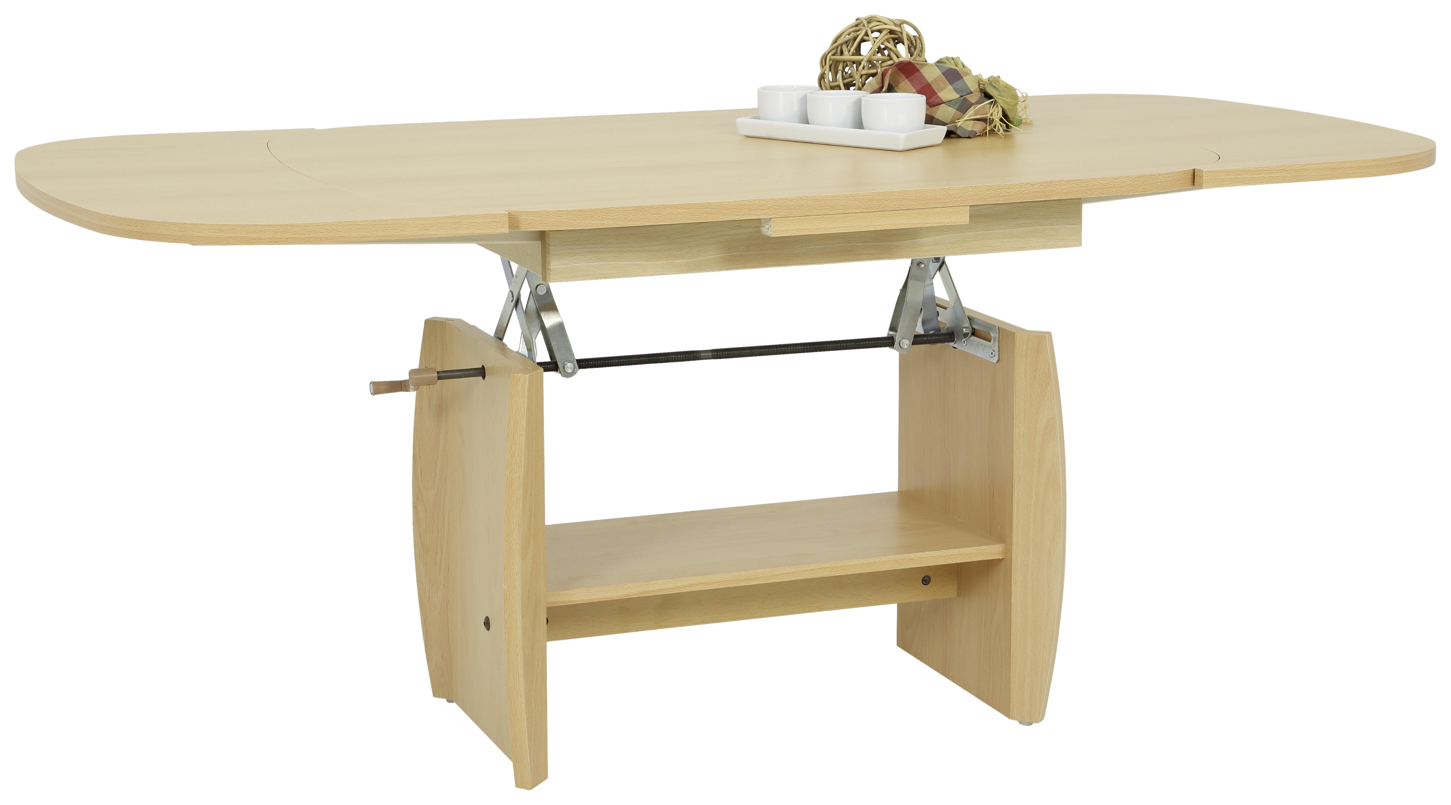 Couchtisch höhenverstellbar + Ablagefach Michael, Buchefarbe - Buchefarben, Basics, Holzwerkstoff (90 - 142/52 - 62/68cm) - MID.YOU