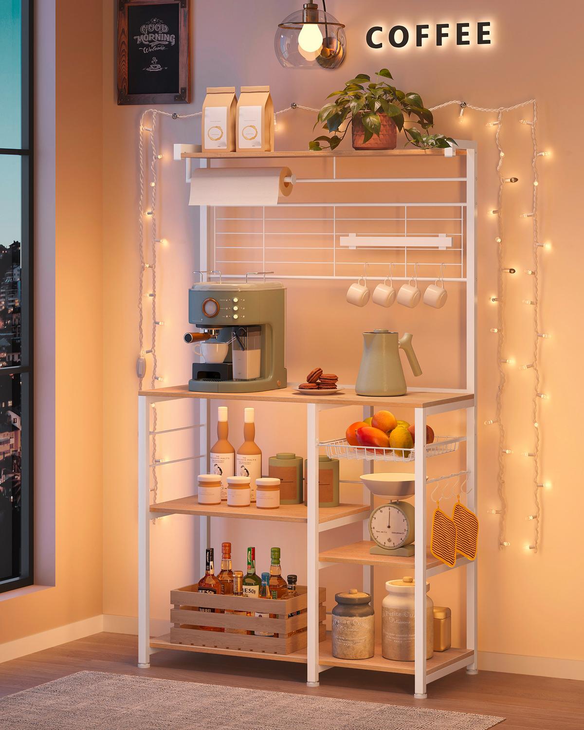 Regal Kitchen Shelf - Eichefarben/Weiß, MODERN, Holzwerkstoff/Metall (90/167/42cm) - MID.YOU