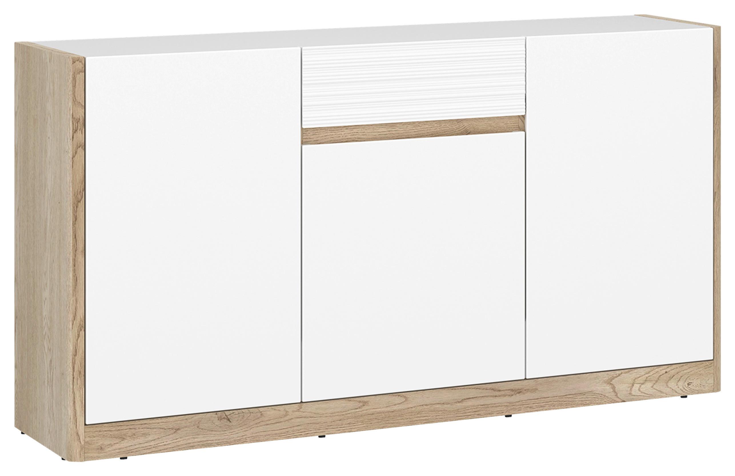 Sideboard Brilon Eichefarben/weiß B: 145,6 Cm - Eichefarben/Schwarz, KONVENTIONELL, Holzwerkstoff (145,6/80,5/40,3cm) - MID.YOU