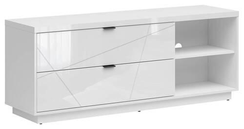 Lowboard Forn TV Stand - Weiß Hochglanz/Schwarz, Design, Holzwerkstoff (156/61/42,5cm)
