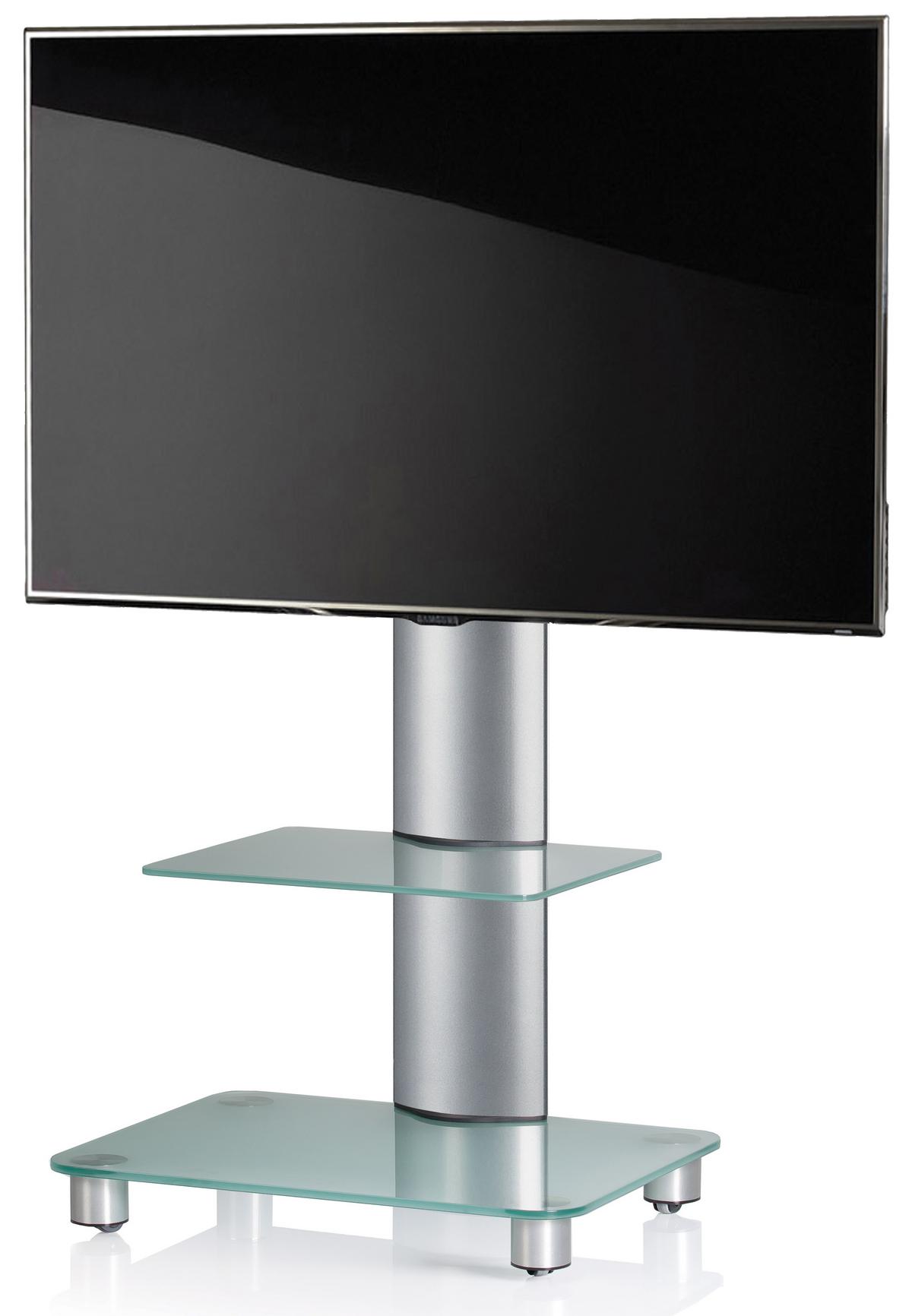 Tv-rack Bis 70" Schwenkbar Mit Rollen Tosal Max. 30 Kg - Transparent/Silberfarben, KONVENTIONELL, Glas/Metall (60/100/44cm) - MID.YOU