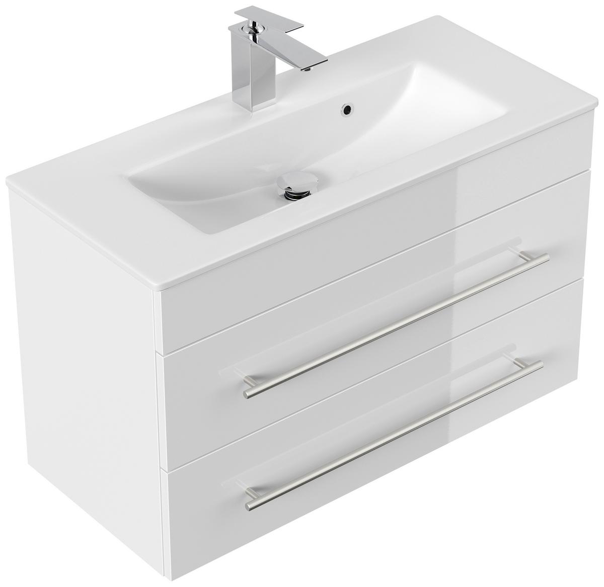 Badezimmer Portus Weiß Hg B: 80,4 cm - Weiß Hochglanz/Weiß, MODERN, Keramik/Holzwerkstoff (80,4cm) - MID.YOU