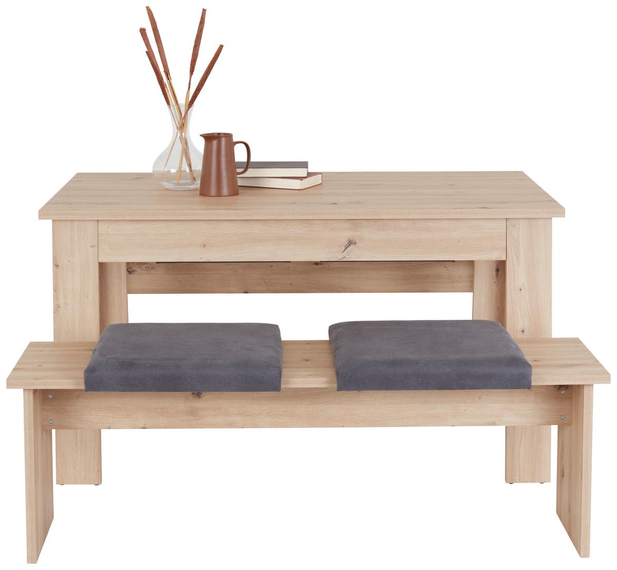 Essgruppe Paris 3-tlg. Eiche Artisan Dekor - Eiche Artisan, KONVENTIONELL, Holzwerkstoff (137/77/75cm)