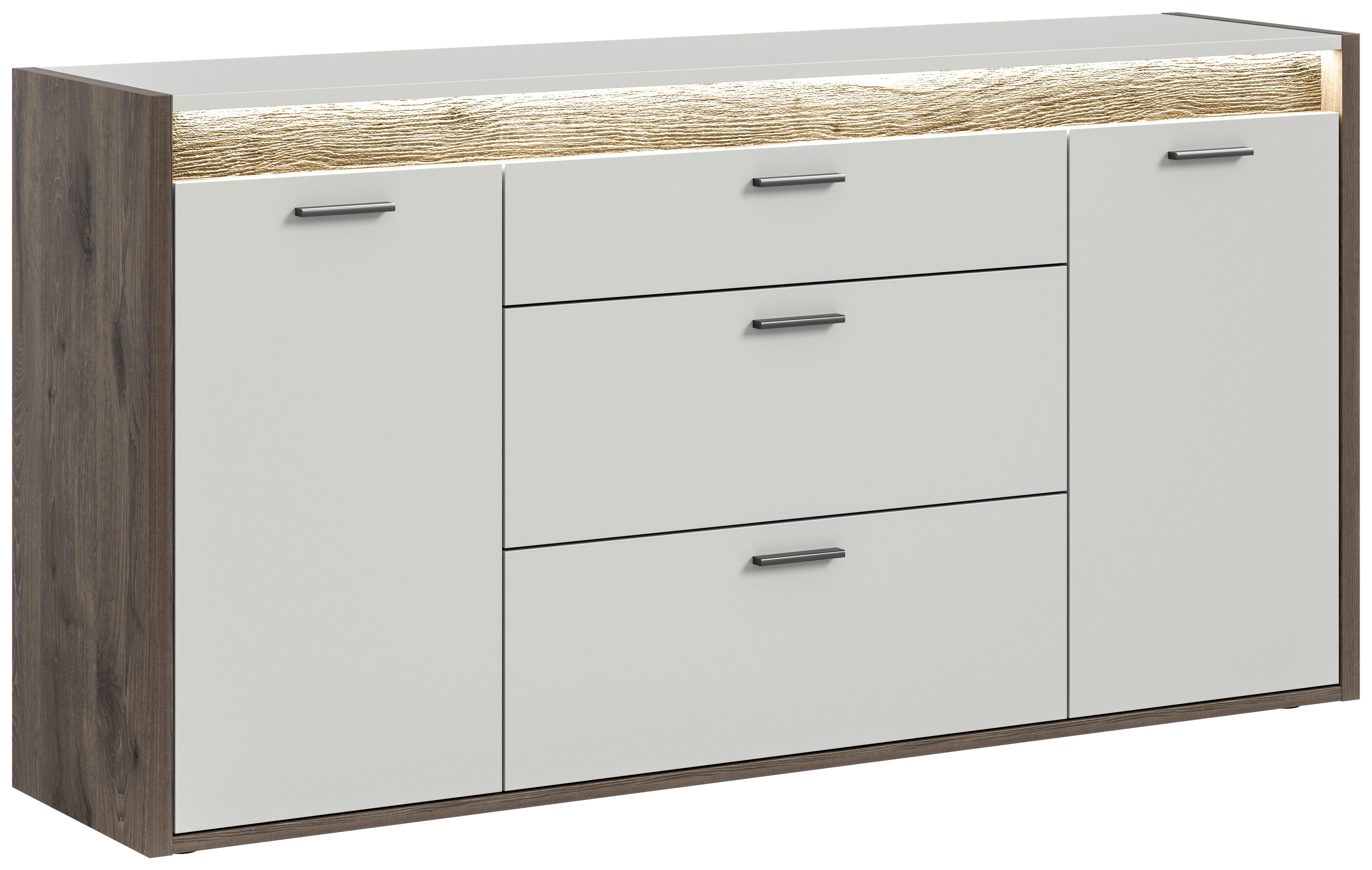 Sideboard Falcona B: 167 cm Nox Oak Hellgrau inkl. Zubehör