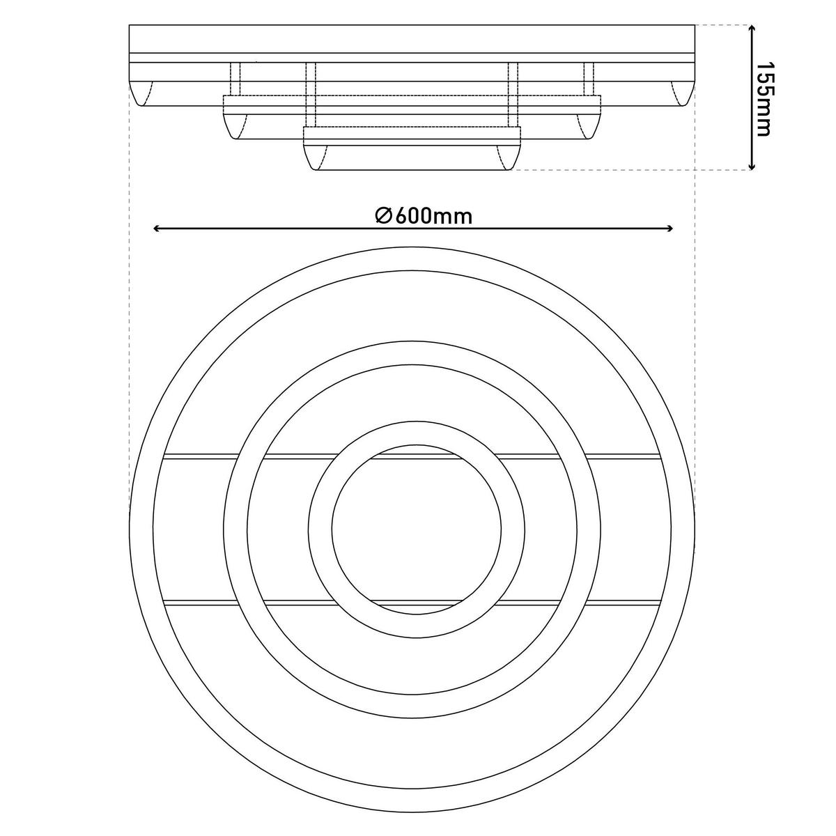 Led-deckenleuchte 1403522 Circulo - Schwarz/Weiß, Design, Kunststoff/Metall (60/15.5cm) - Näve
