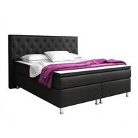 Boxspringbett mit Topper 180x200 cm Turin - Silberfarben/Schwarz, KONVENTIONELL, Leder/Textil (180/200cm) - MID.YOU