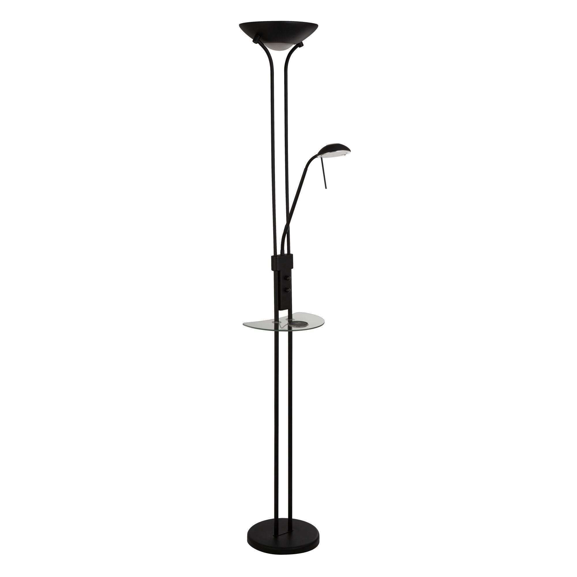 Led-stehleuchte Eu32019bk - Schwarz, Basics, Glas/Metall (25.4/29/177cm)