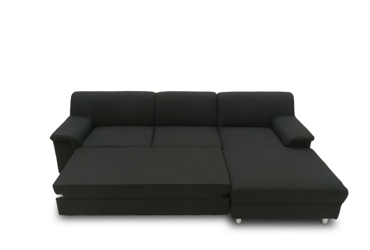 Ecksofa Mit Schlaffunktion Jamie Schwarz Webstoff - Chromfarben/Schwarz, KONVENTIONELL, Textil (252/150cm) - MID.YOU