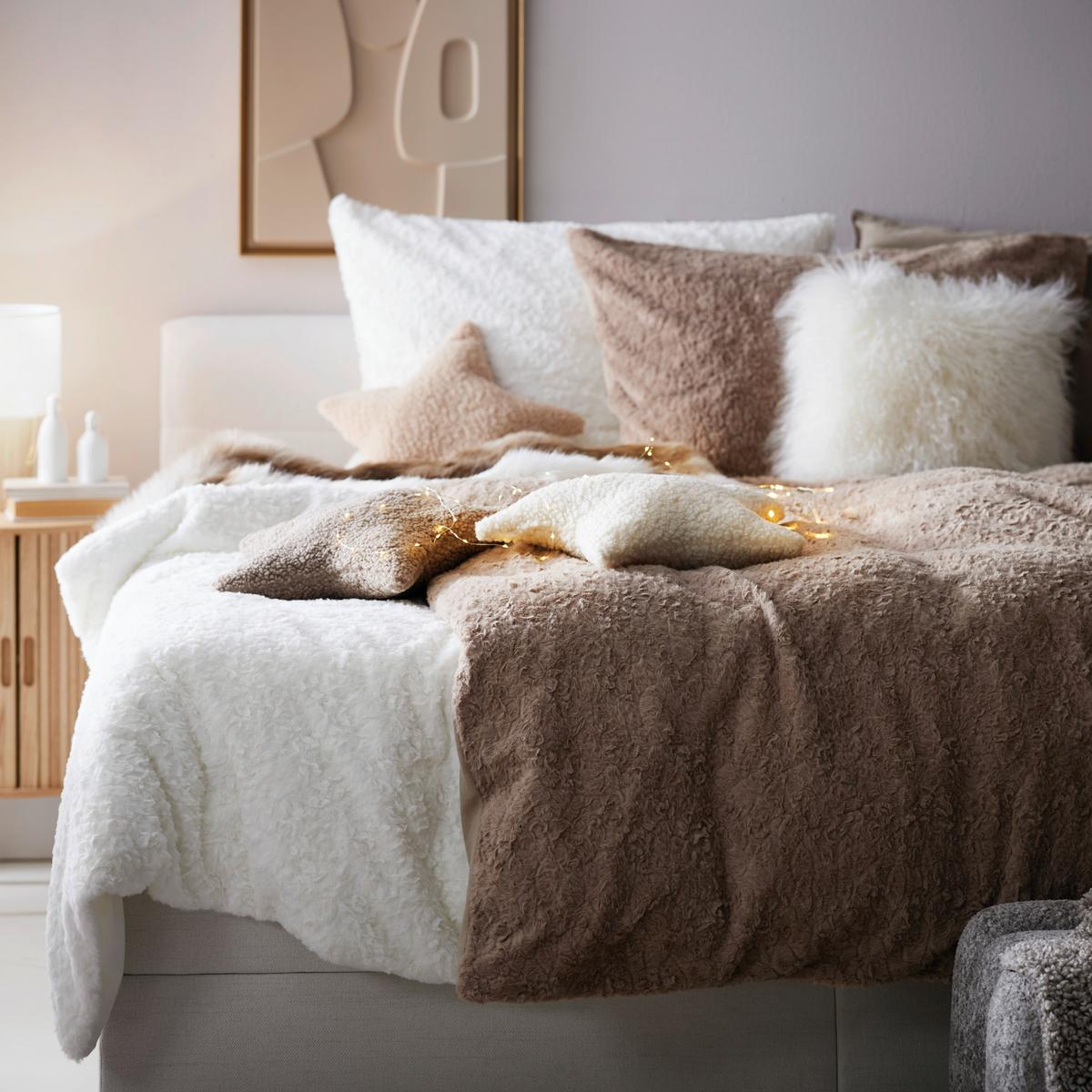 Dekorační polštář Fluffy, 45/45cm, bílá - bílá, Romantický / Rustikální, textil (45/45cm) - Modern Living