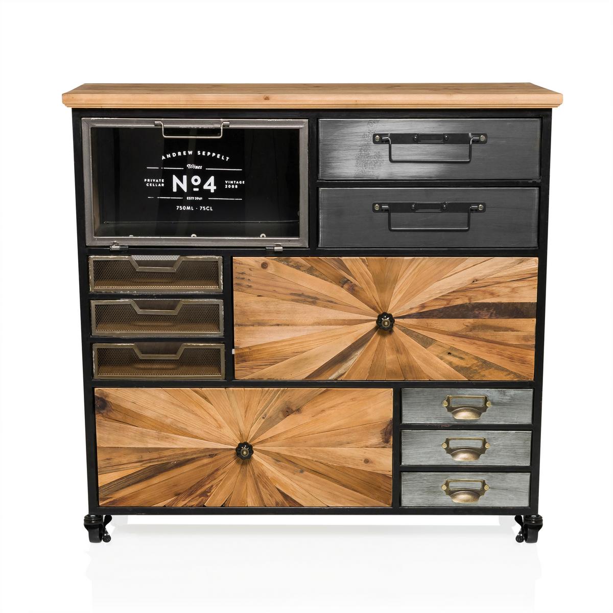 Sideboard Continento Xl Dunkelgrau/naturfarben B: 60cm - Dunkelgrau/Naturfarben, MODERN, Holz/Kunststoff (88/84/34cm) - MID.YOU