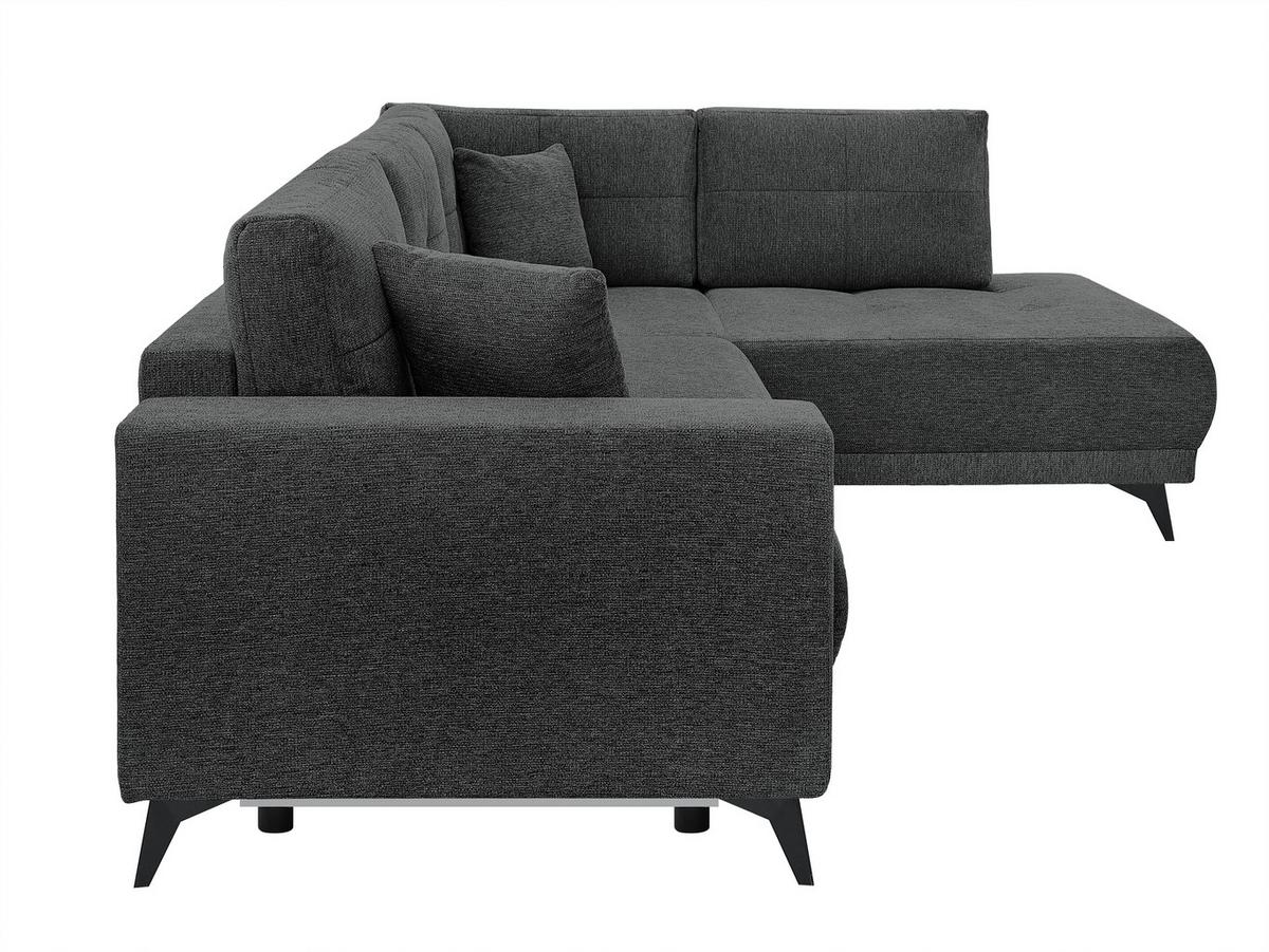 Rohová sedačka TEXAS, pravá, antracitová - černá/antracitová, Konvenční, dřevo (259/203cm) - Based