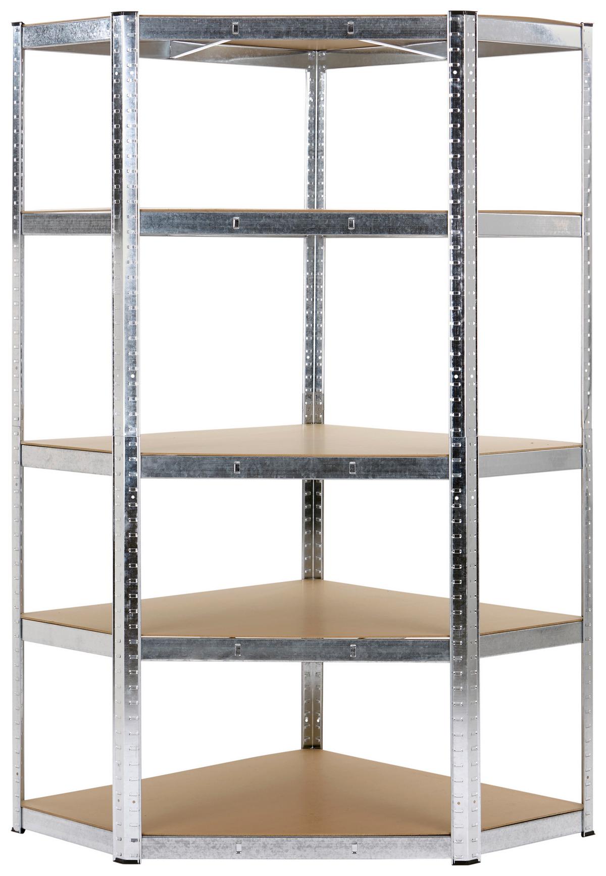 Schwerlastregal Noah -Eck - Silberfarben, Trend, Holzwerkstoff/Metall (90/40/180cm) - Homezone