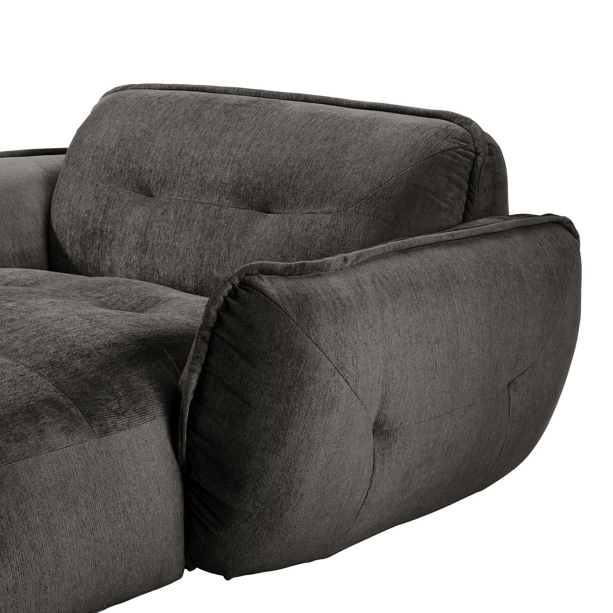 XXL-Sessel Fluffy, Anthrazit B: 182 cm - Anthrazit/Schwarz, MODERN, Textil (182/87/184cm) - Trendmanufaktur