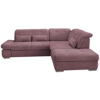 Ecksofa Mit Schlaffunktion Dalida Brombeere Chenille - Chromfarben/Brombeere, Design, Textil (280/254cm) - Livetastic