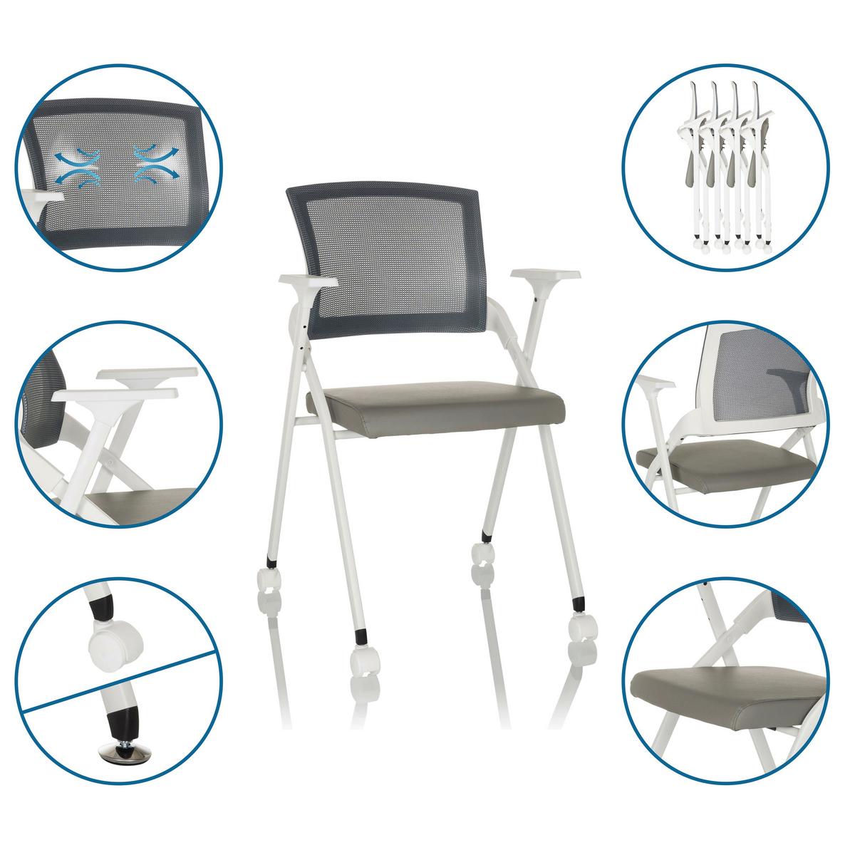 Besucherstuhl Priority Ii W - Weiß/Grau, Basics, Kunststoff/Textil (61/98/58cm) - MID.YOU