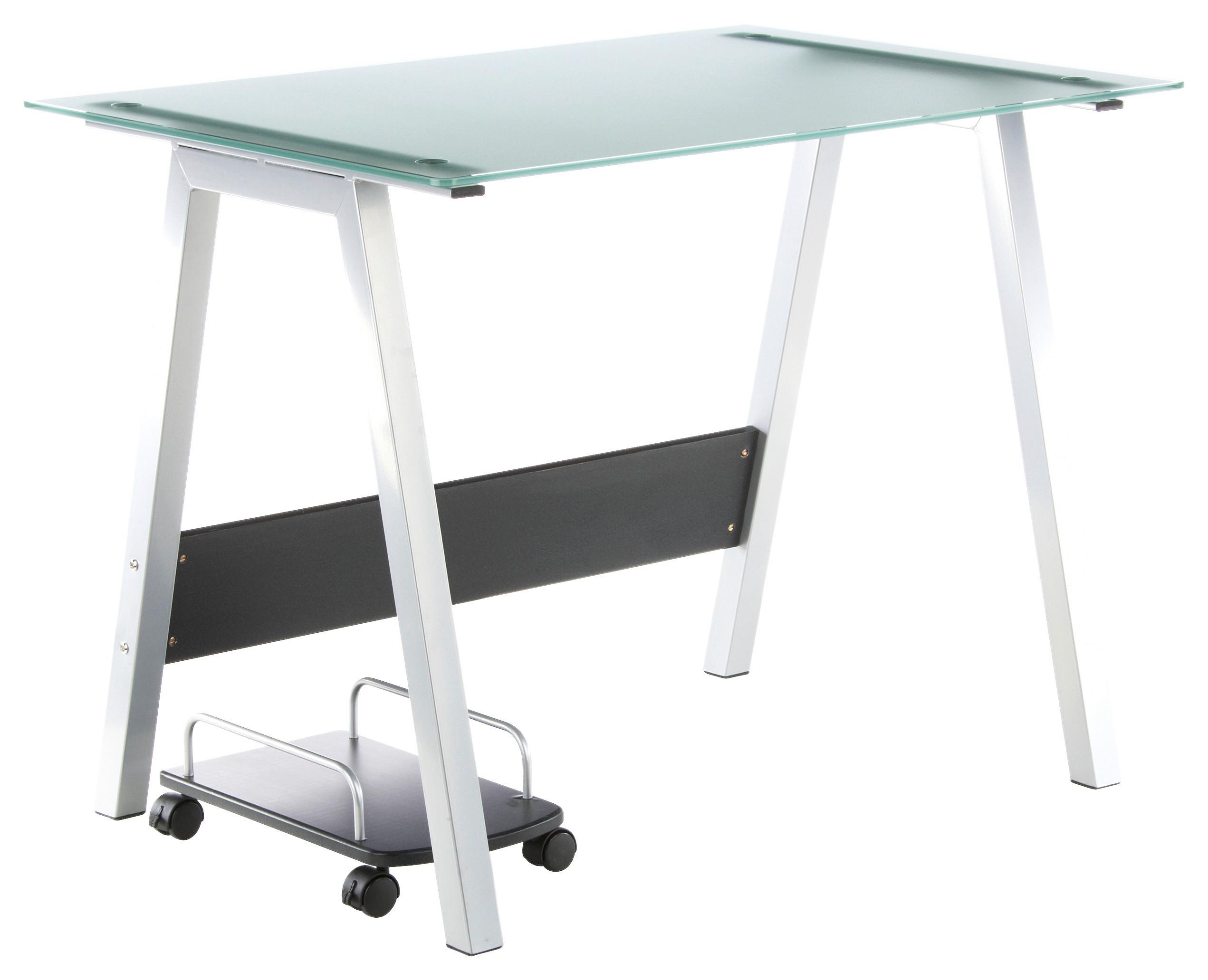 Schreibtisch Delphi Pastellgrün - Pastellgrün/Silberfarben, MODERN, Glas/Metall (100/70/76cm) - MID.YOU