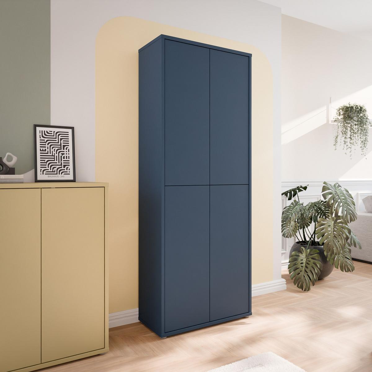 Botník modrá barva - šedá/tmavě modrá, Moderní, kompozitní dřevo/plast (74,5/191,9/34,9cm)