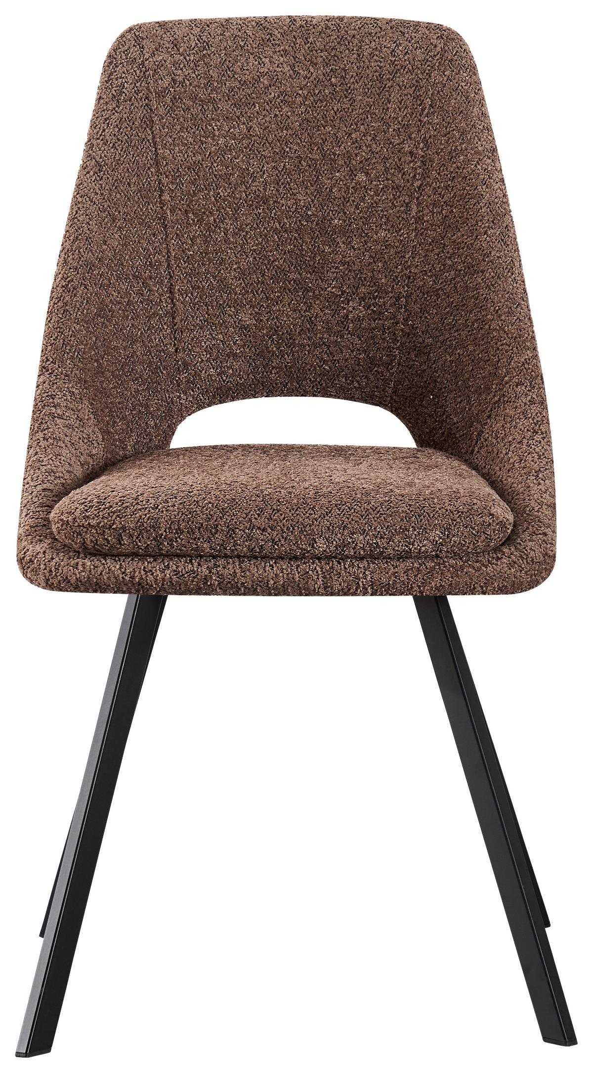 Esszimmerstuhl Cindy Braun Echtholz Beine - Schwarz/Braun, MODERN, Holz/Textil (46/85,5/58cm) - MID.YOU