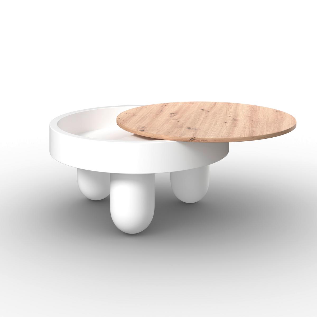 KONFERENČNÝ STOLÍK GABRIELLE - biela/farba duba, Modern, kompozitné drevo (80/80/42cm) - Bessagi Home