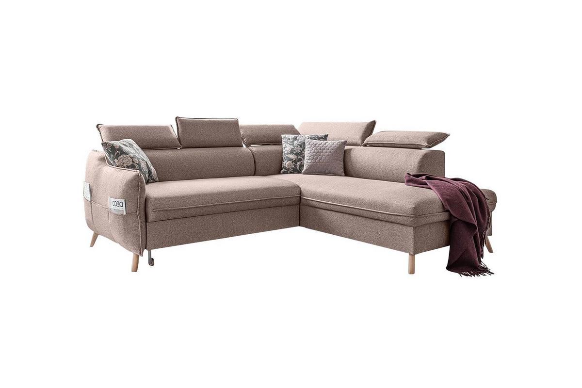 Rozkládací sedačka Simone, pravé provedení - přírodní barvy/béžová, Moderní, dřevo/textil (253/82/95/208cm)