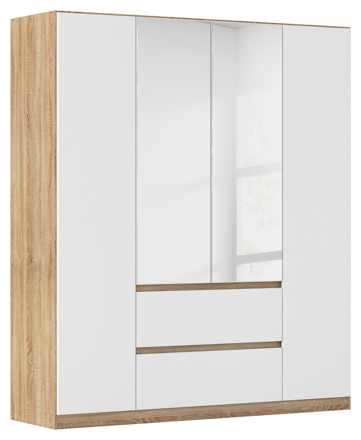 Drehtürenschrank Mainz Eichefarben B: 181 Cm - Eichefarben/Weiß, Basics, Holzwerkstoff (181/210/54cm) - Rauch Möbel