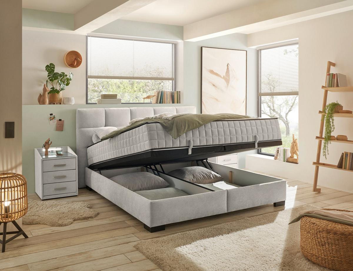 Boxbett Nagol A - Beige/Schwarz, MODERN, Holzwerkstoff/Textil (160/200cm) - MID.YOU