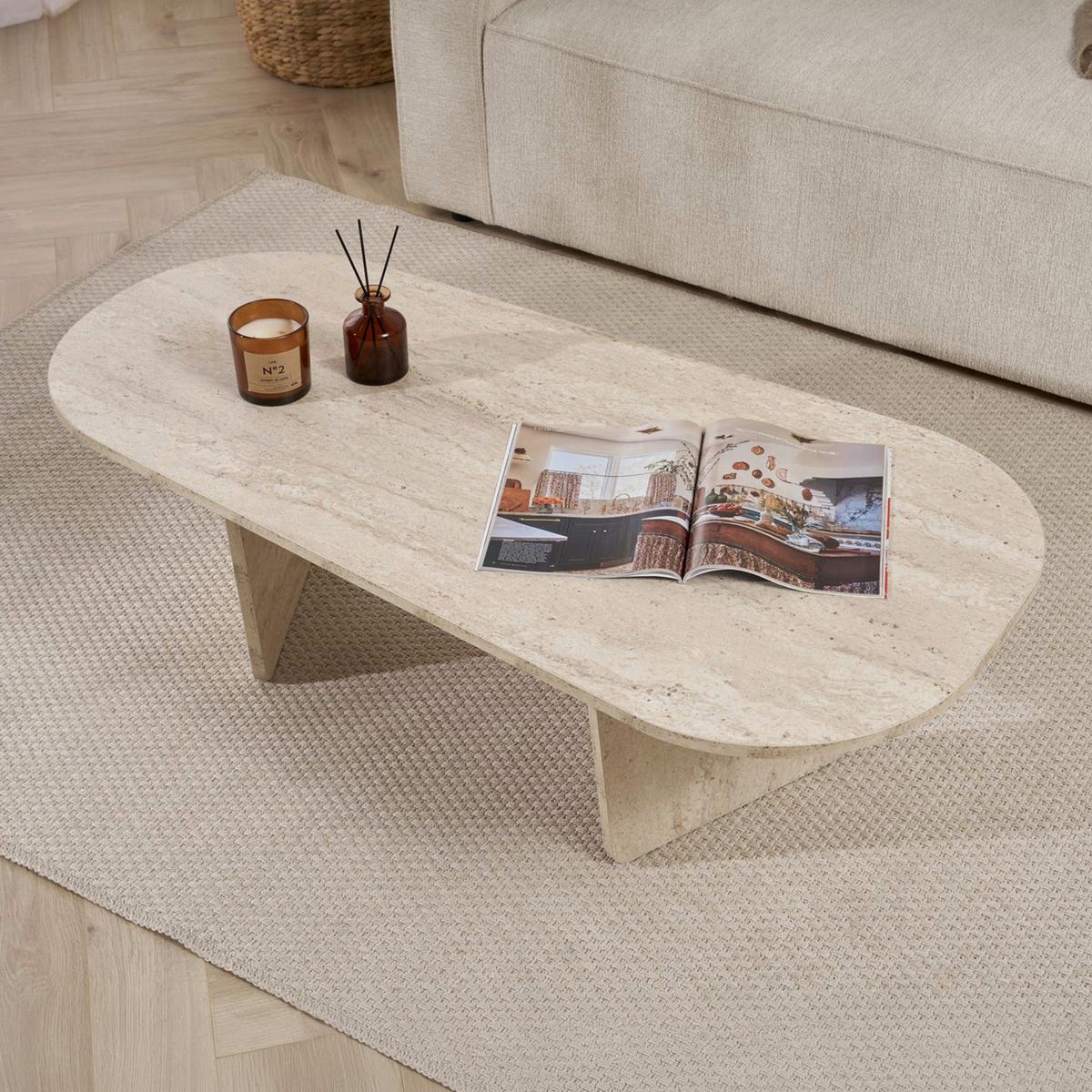 COUCHTISCH Ovalis Creme L: 130cm - Creme, Design, Holzwerkstoff (130/65/40cm) - MID.YOU