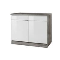 Küchenunterschrank Cardiff 100 Cm Weiß/vintage 2-Türig - Weiß Hochglanz/Weiß, Basics, Holzwerkstoff (100/85/60cm) - Held