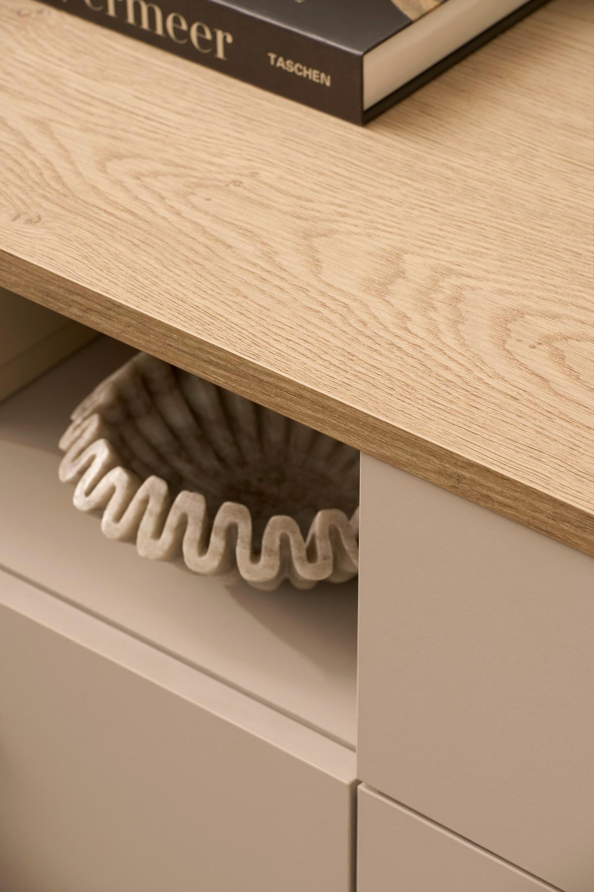 Lowboard Fredericia Eichefarben Kaschmir B: 196 cm - Kaschmir/Eichefarben, Design, Holzwerkstoff (196/65/40cm) - MID.YOU