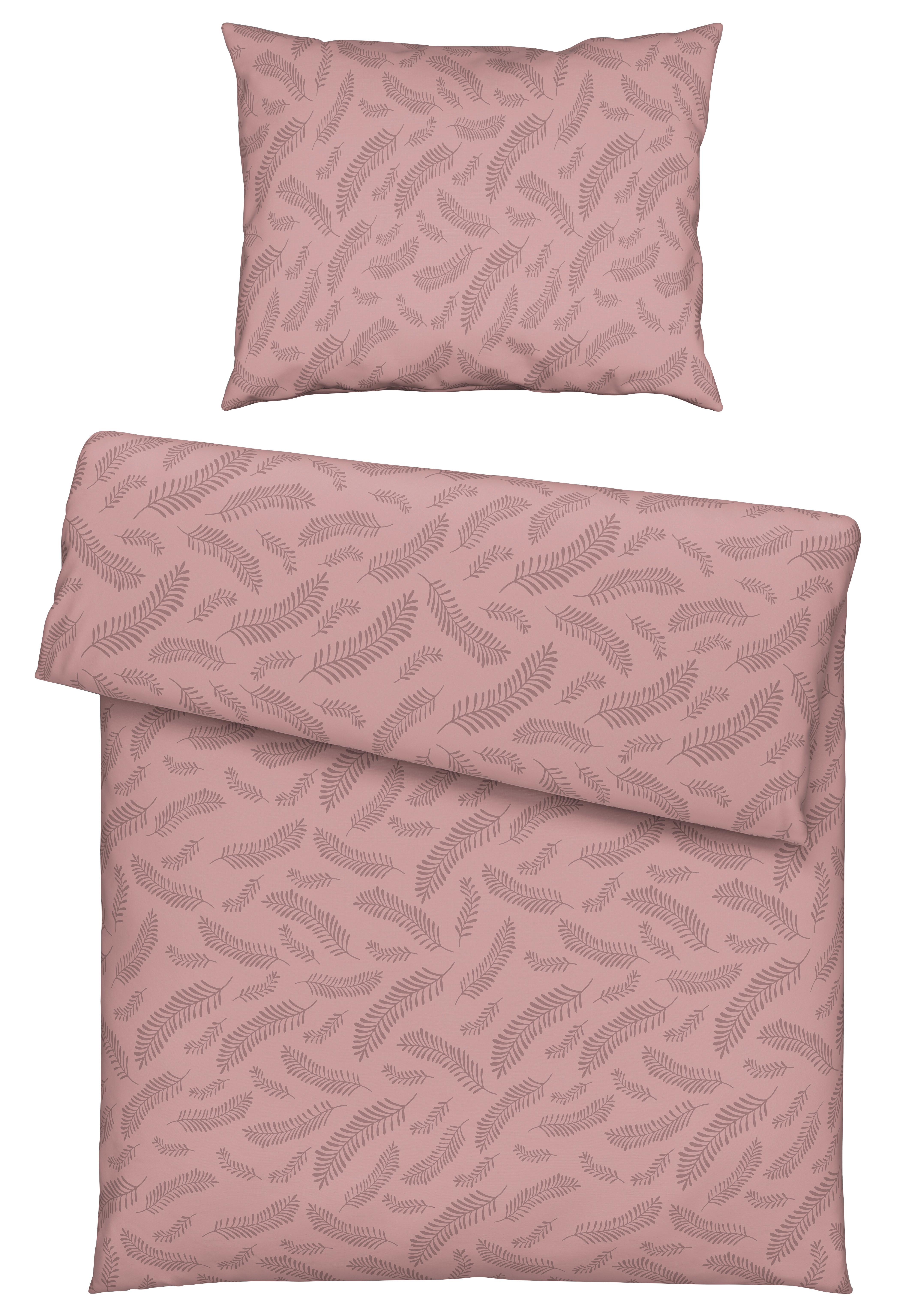 Posteľná bielizeň Ferns, 70/90 140/200cm - hnedofialová, Modern, textil (140/200cm) - Mömax