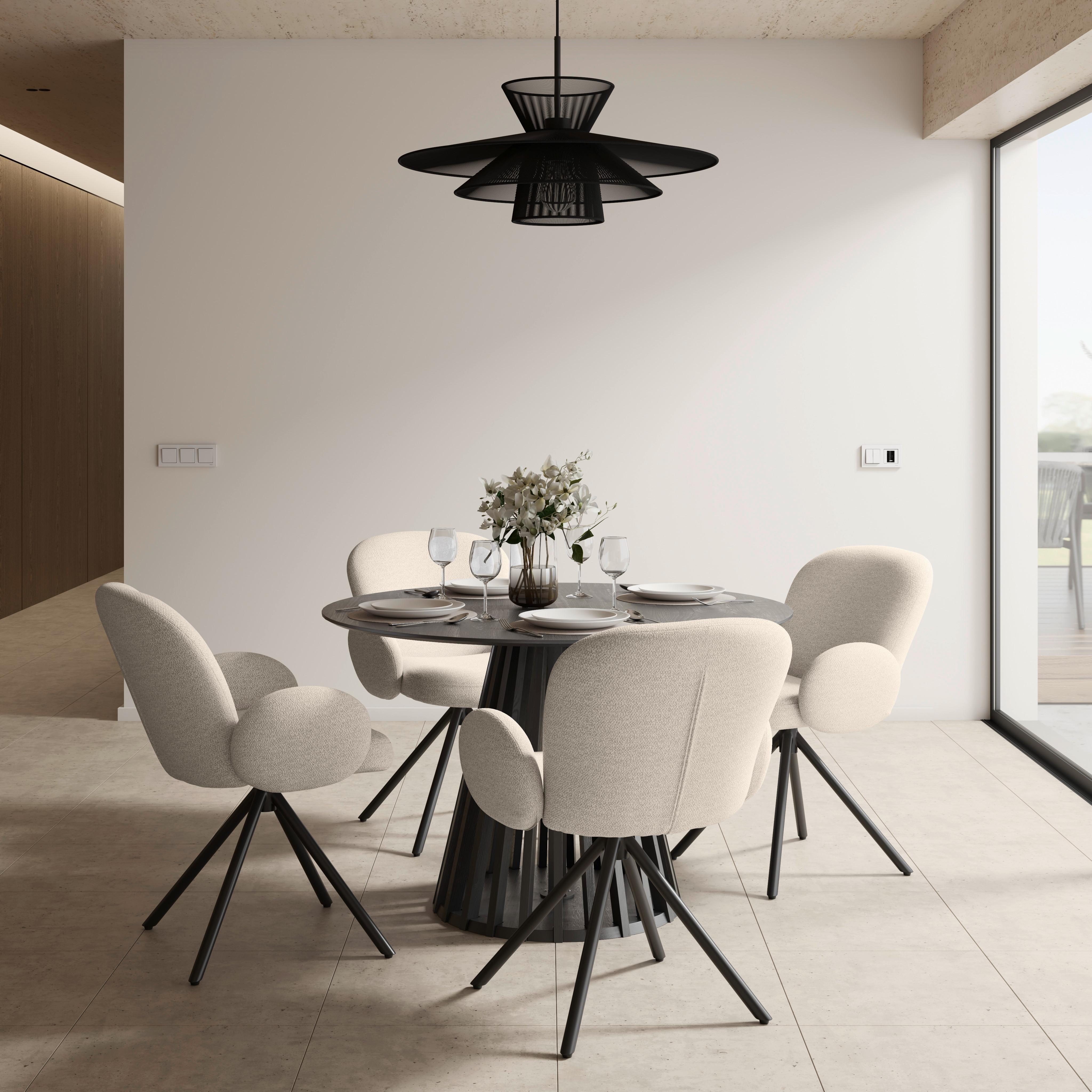 Židle Josea s područkami, krémová - černá/krémová, Moderní, kov/dřevo (64/85/63cm) - Bessagi Home