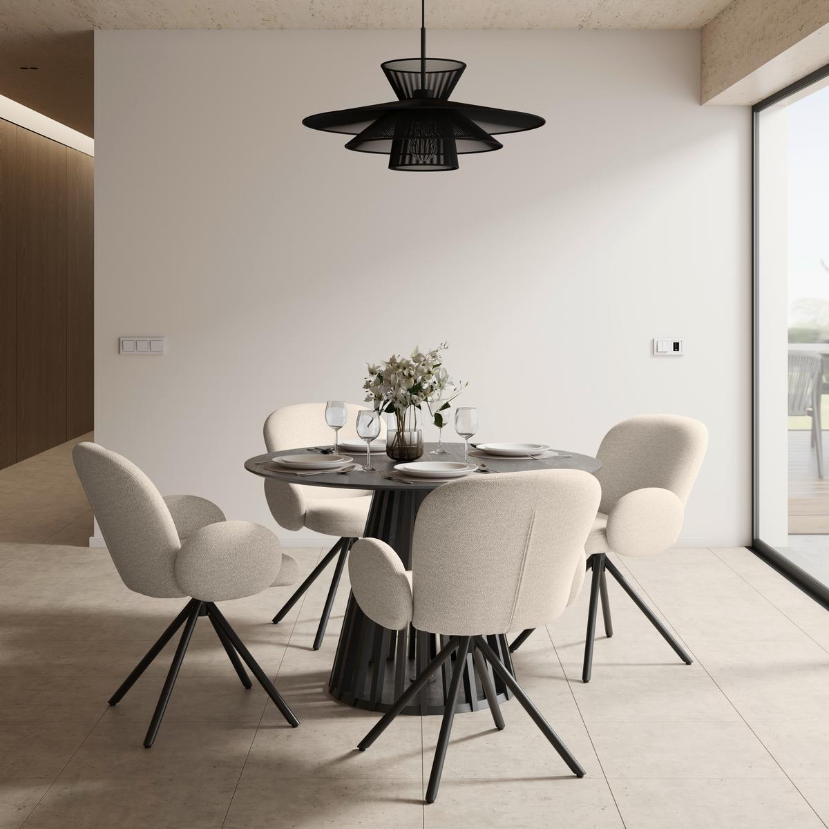 Židle Josea s područkami, krémová - černá/krémová, Moderní, kov/dřevo (64/85/63cm) - Bessagi Home