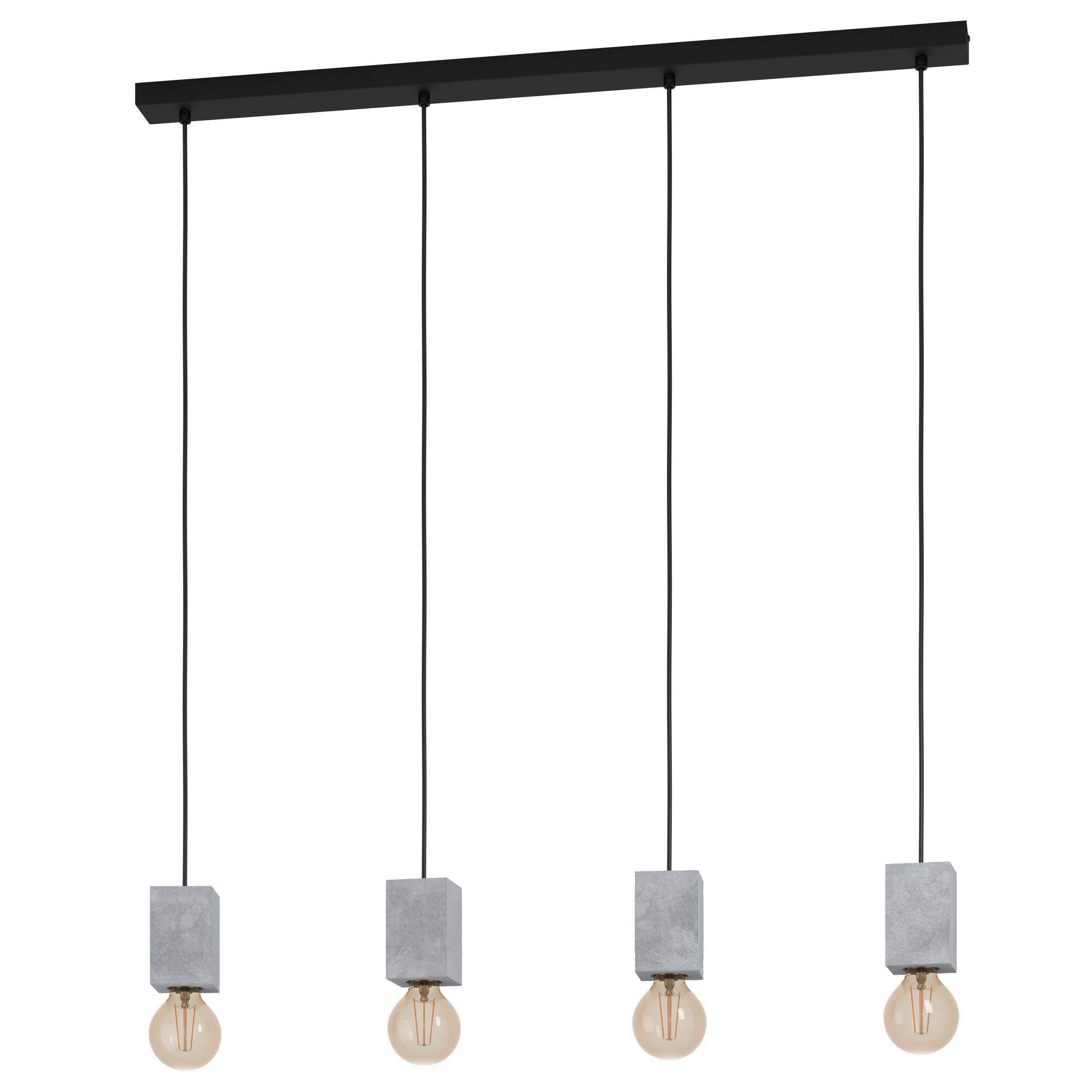 Hängeleuchte 43598 Prestwick 3 - Schwarz/Grau, Basics, Stein/Metall (92,5/5,5/110cm) - Eglo
