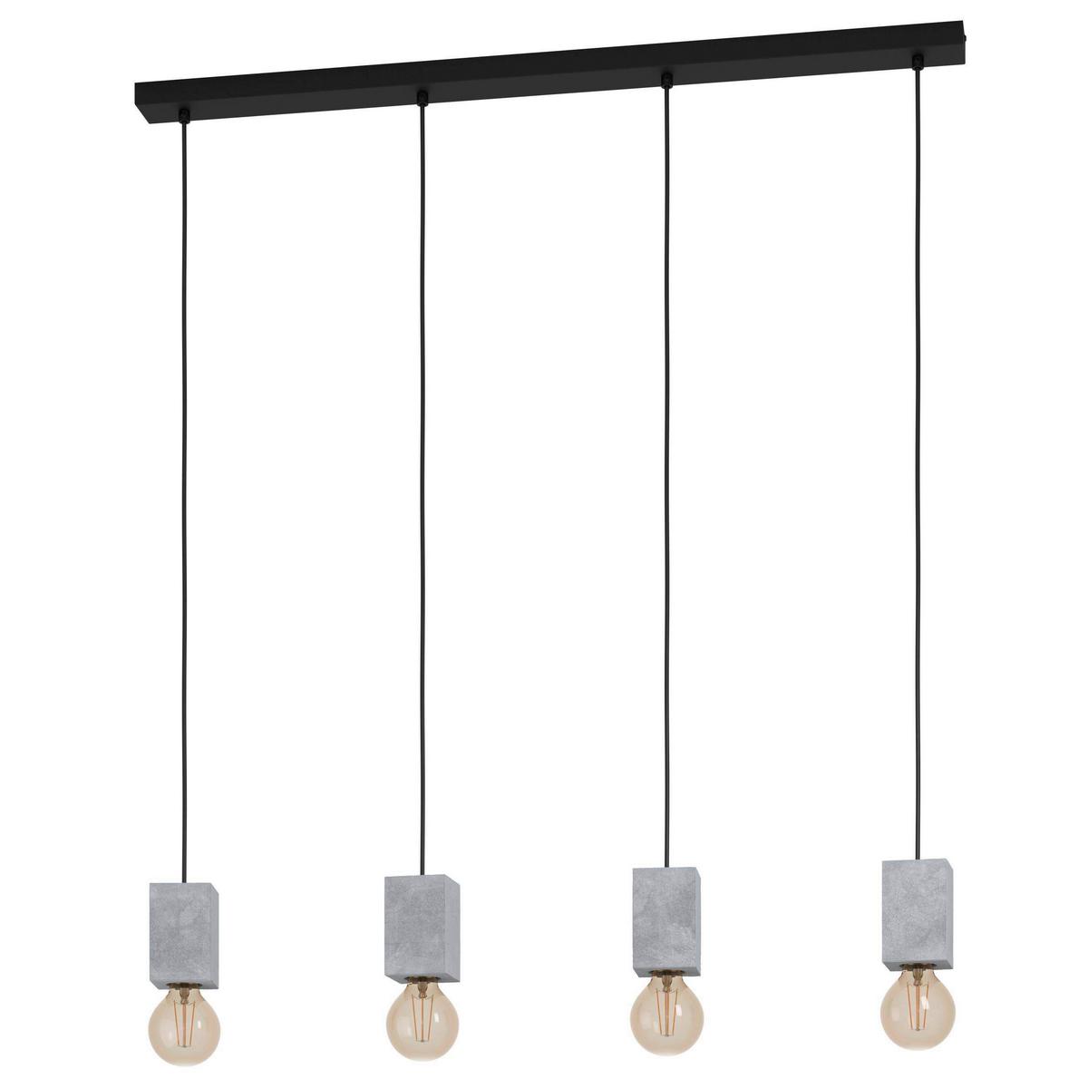 Hängeleuchte 43598 Prestwick 3 - Schwarz/Grau, Basics, Stein/Metall (92,5/5,5/110cm) - Eglo