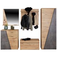Garderoben-set Venedig Wotan Eiche Dekor/betonoptik 5 Tlg. - Eichefarben/Dunkelgrau, MODERN, Holzwerkstoff (240/196/38cm)