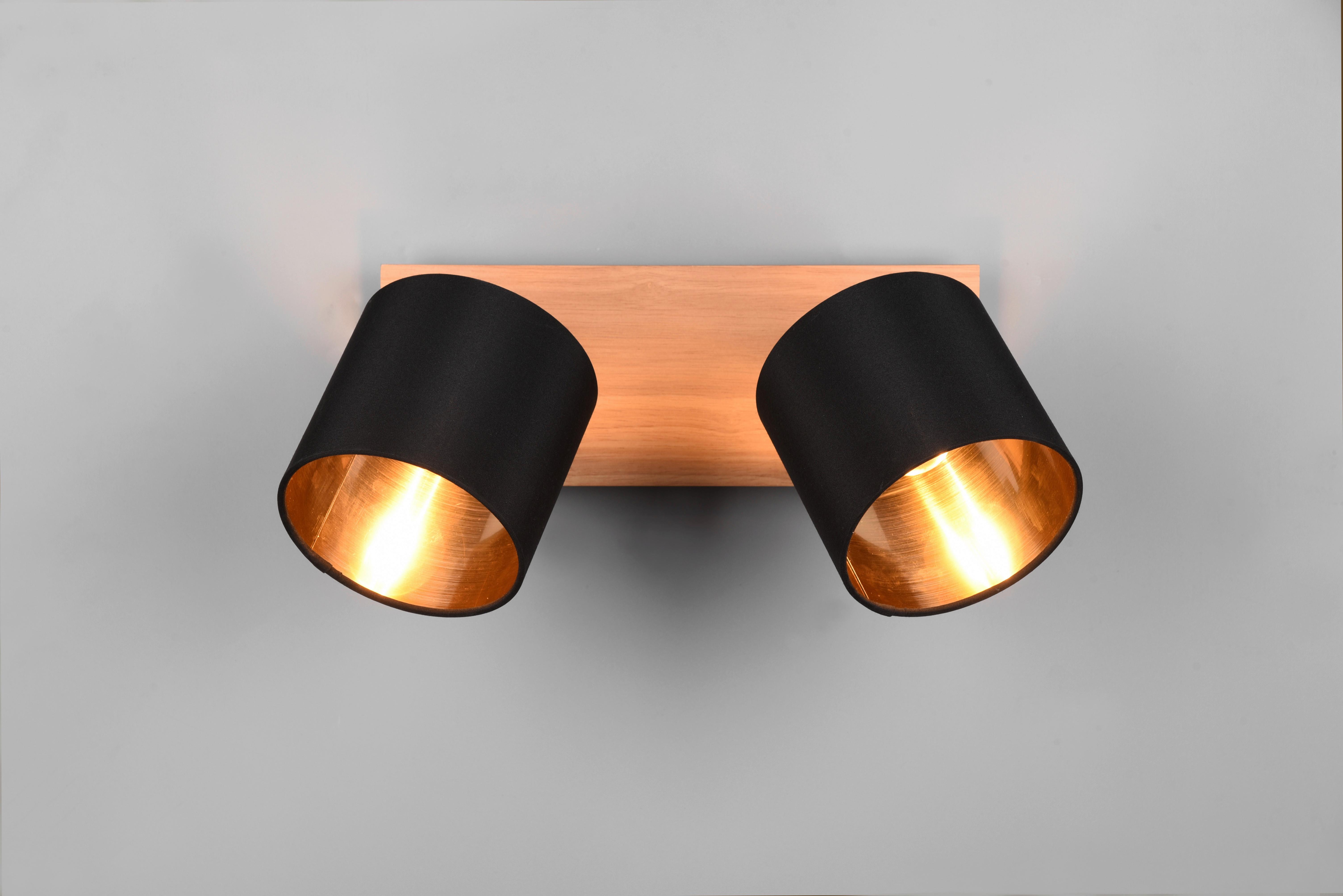 Strahler Tommy 2-Flammig L: 30 Cm - Goldfarben/Schwarz, KONVENTIONELL, Textil/Metall (30/12/19,5cm)