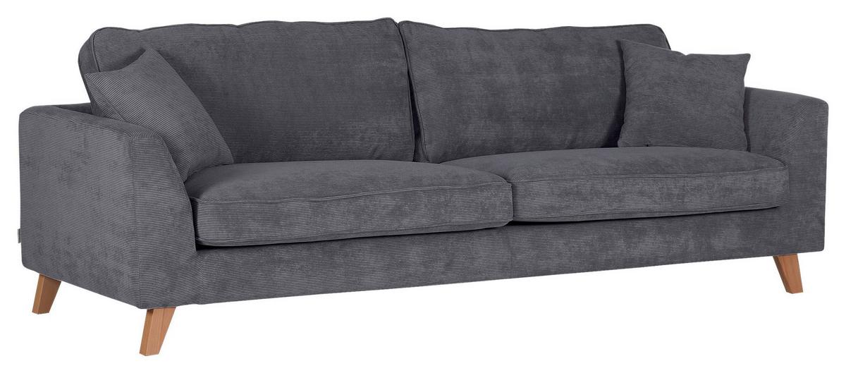 Bigsofa Rimini, Dunkelgrau B: 240 cm - Dunkelgrau/Buchefarben, Design, Textil (240/63/90cm) - MID.YOU