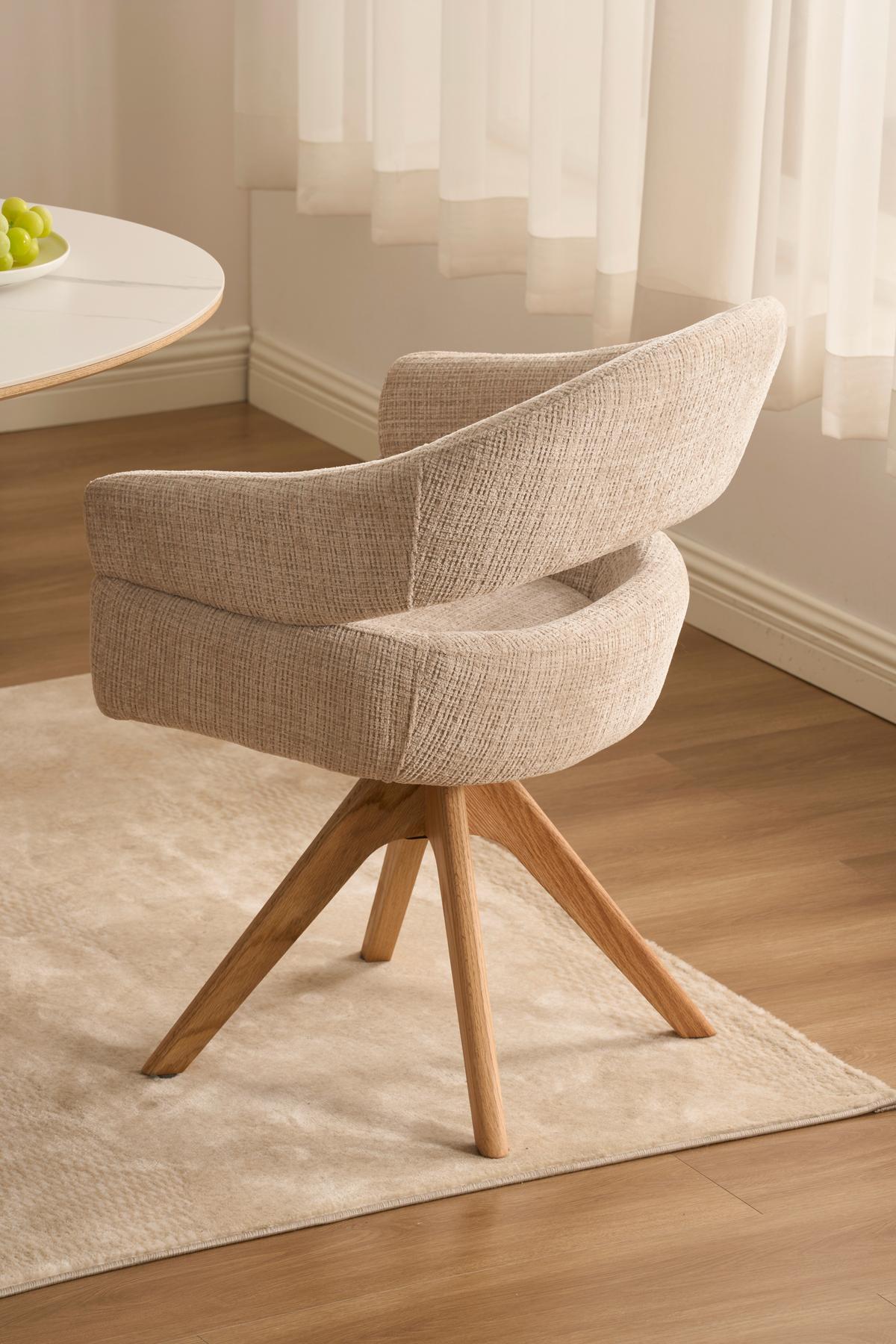 Armlehnstuhl Cleo Beige/Eichefarben B: 58 cm - Eichefarben/Beige, MODERN, Holz/Textil (58/85/62cm) - Livetastic