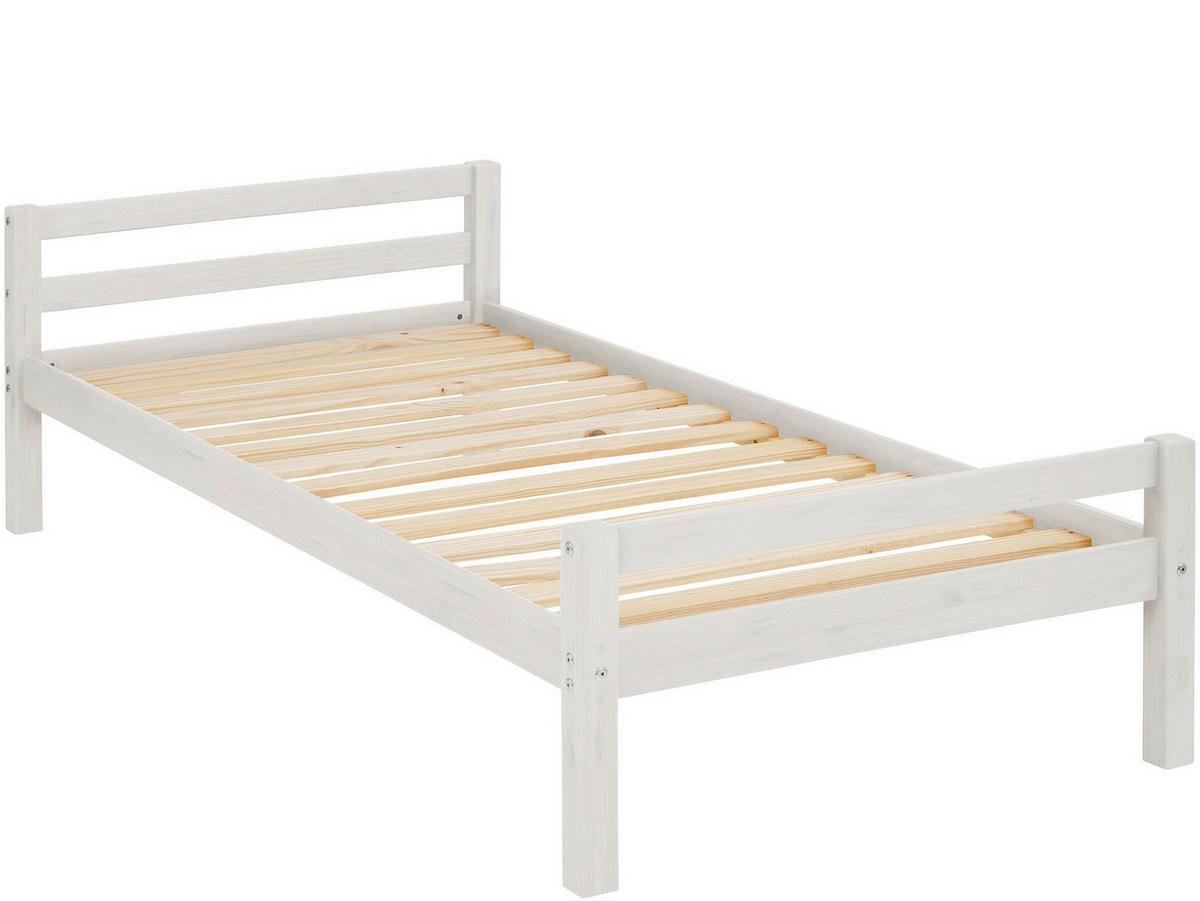 Bett Alpi Weiß 90x200cm - Weiß/Naturfarben, Design, Holz (90/200cm) - MID.YOU